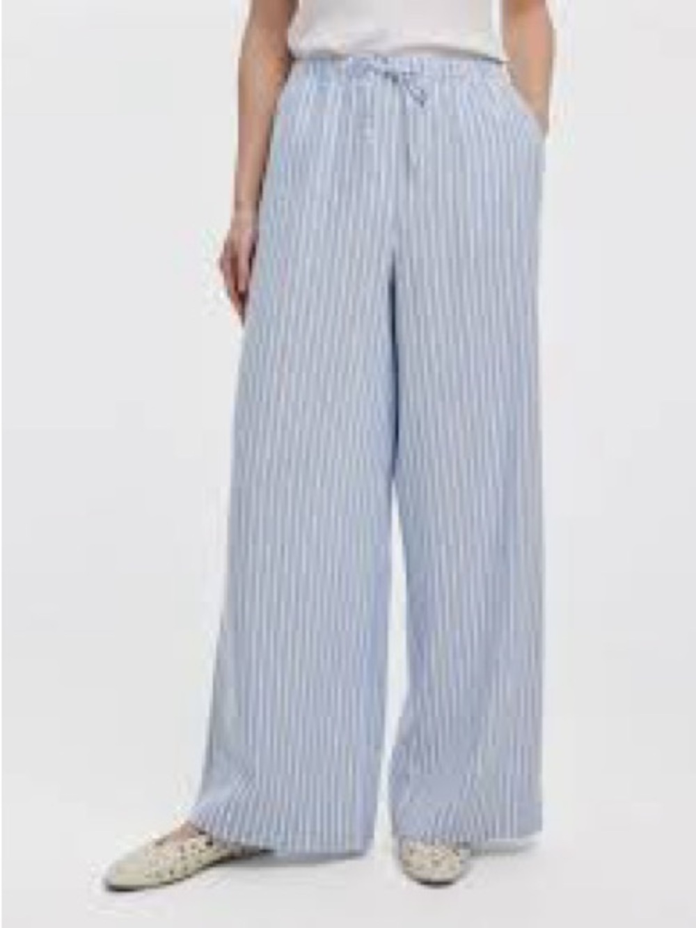 Happily grey Relaxed Stripe Wide-Leg Pants - Light Blue